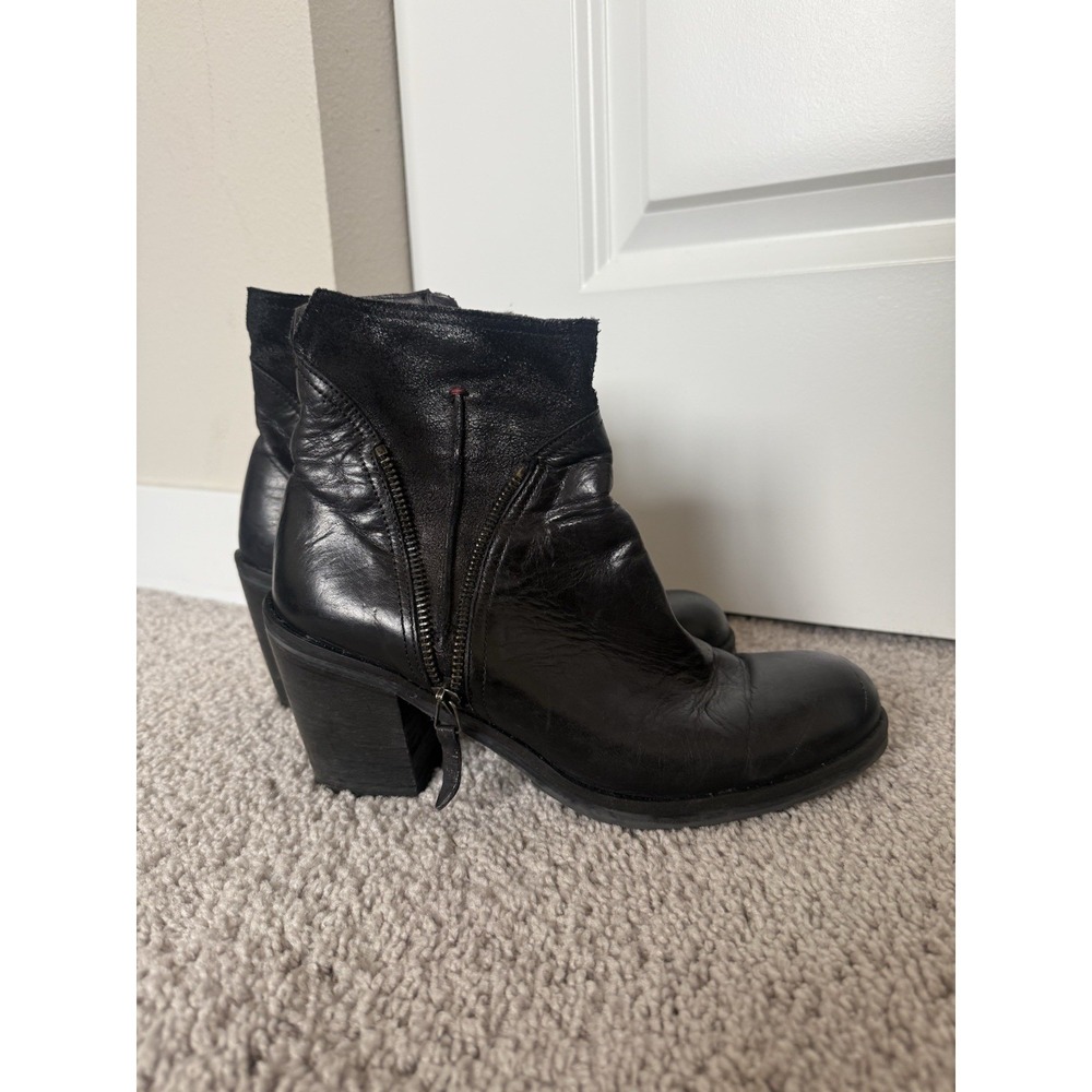 Cavallini Made in Italy Black Leather Double Zip Moto Ankle Boots EU 38 US 7.5